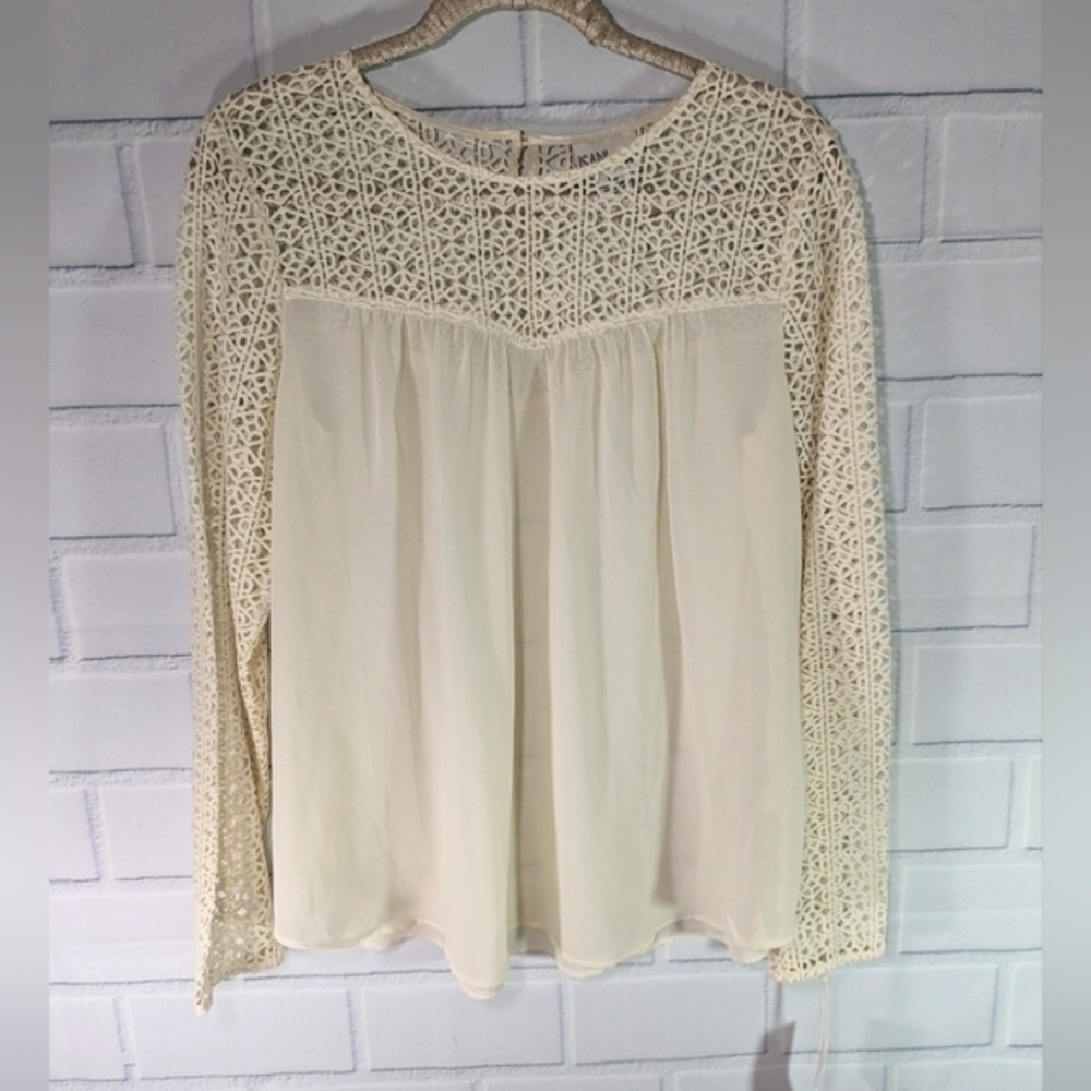 Isani Cream Sheer/Crochet Top Boho
